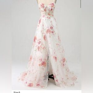 Beaded Floral Prom Dress
